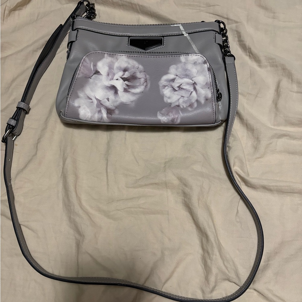 Simply Vera Vera Wang Gray Crossbody Bag with Artistic Design